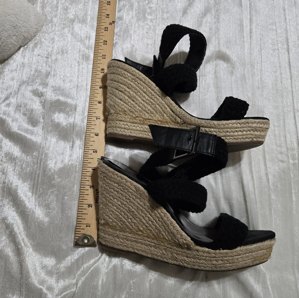 Black Wedge Sandals Size 8 By Mossimo EUC